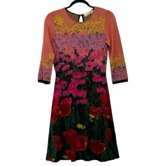 Anthropologie Aldomartins Lisse Knit Sweater Dress Floral Maximilist Bold XS - Picture 12 of 14